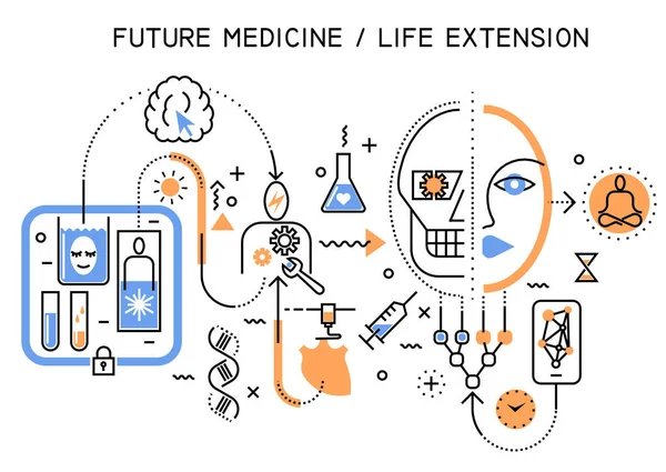 Illustration de la future ligne plane de la médecine — Image vectorielle
