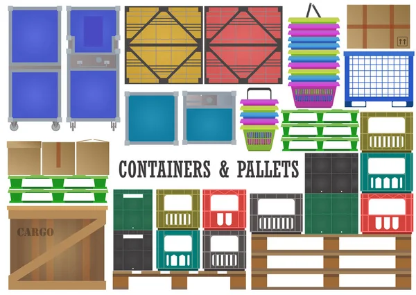 çeşitli düz kapsayıcıları ve paletler