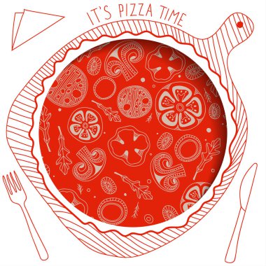 çizilen illüstrasyon pizza teslim