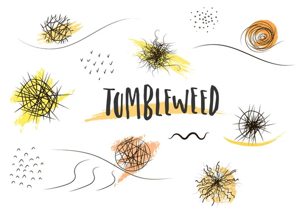 Siyah tumbleweeds el çekilmiş 