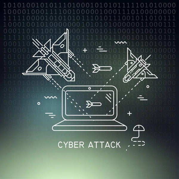 Ilustración de ataque cibernético, hacking — Vector de stock