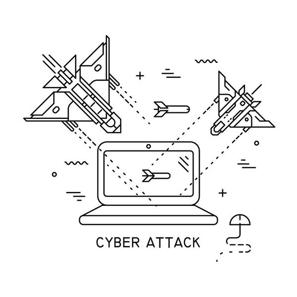 Ilustración de ataque cibernético, hacking — Vector de stock