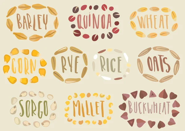 Mısır gevreği ve tahıl çizilmiş Amblemler el