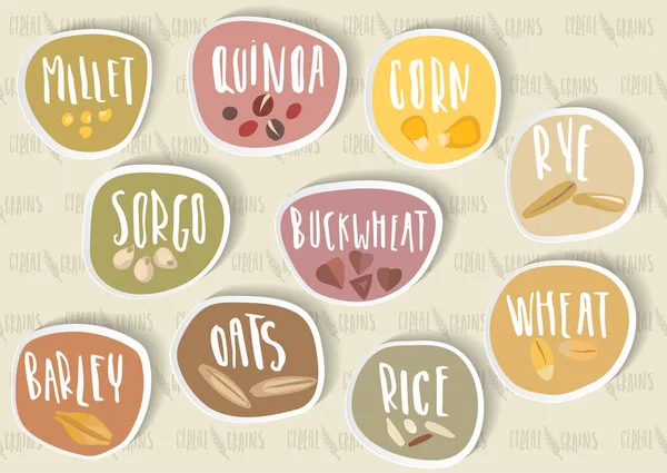 Mısır gevreği ve tahıl yazı ile popüler etiketleri