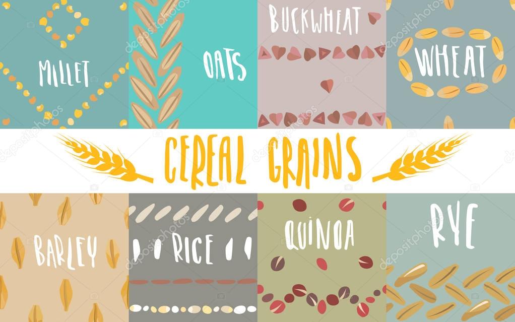 Seamless patterns of grains and cereals