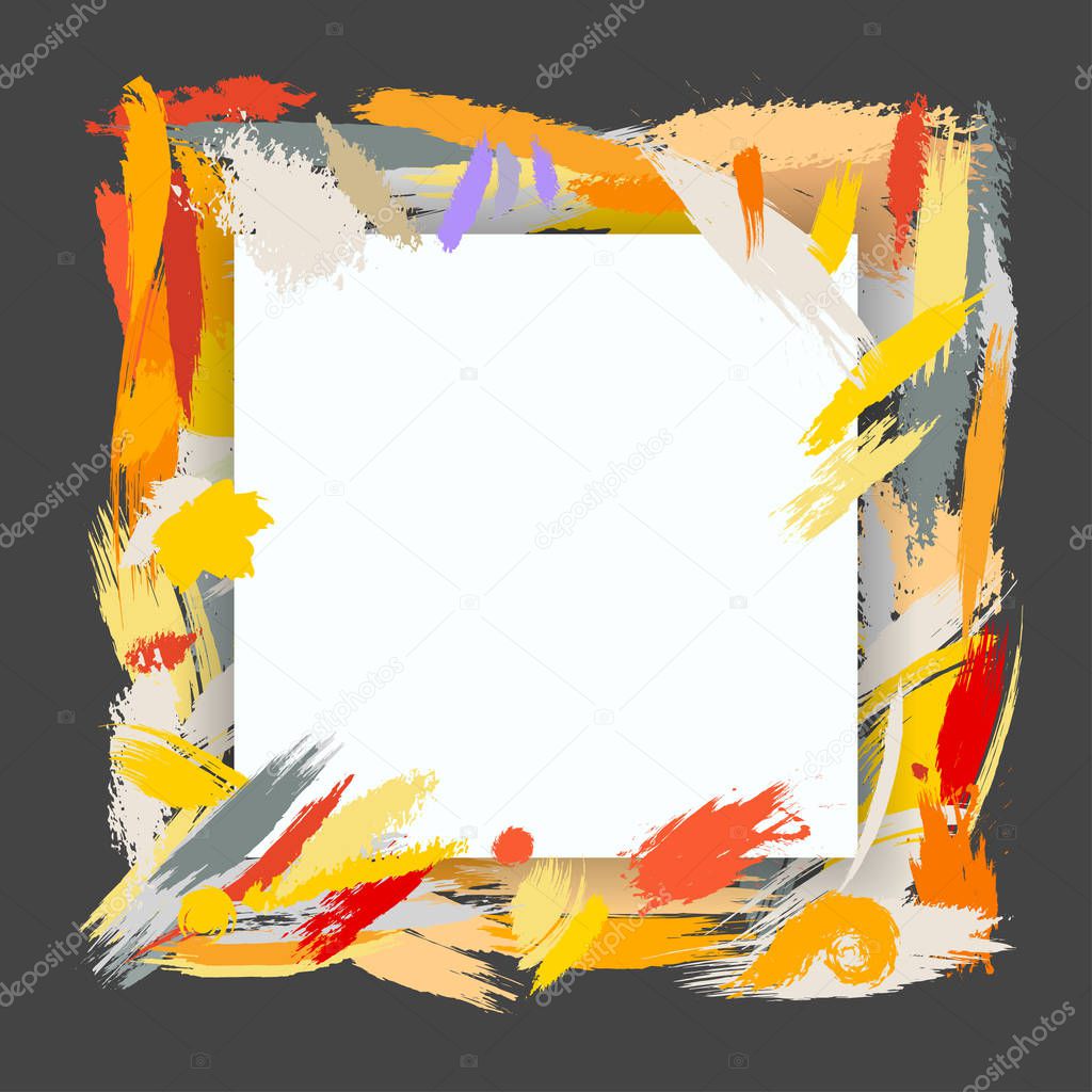 Autumn frame with colorful blots