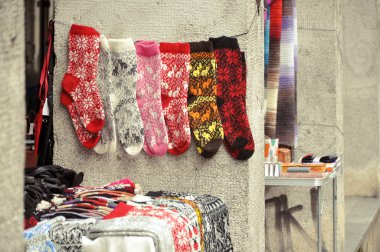 Örme yün desenli çorap