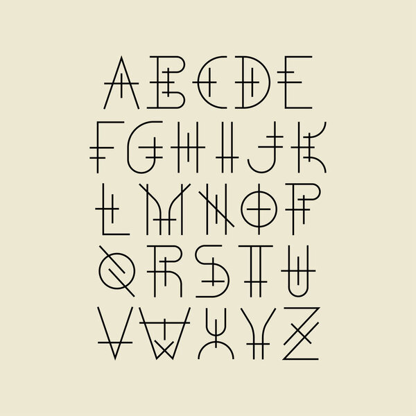 Geometric uppercase linear alphabet