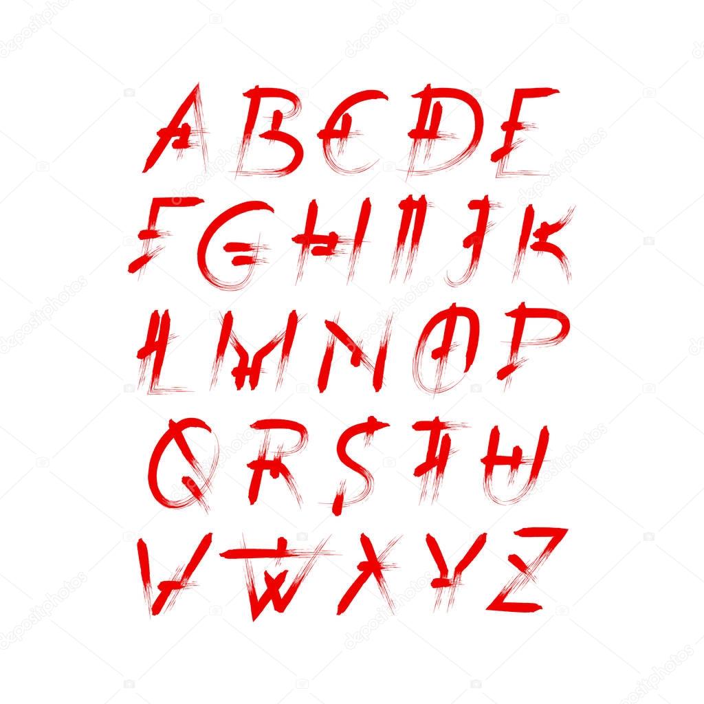 Capital alphabet made by semi-dry brush