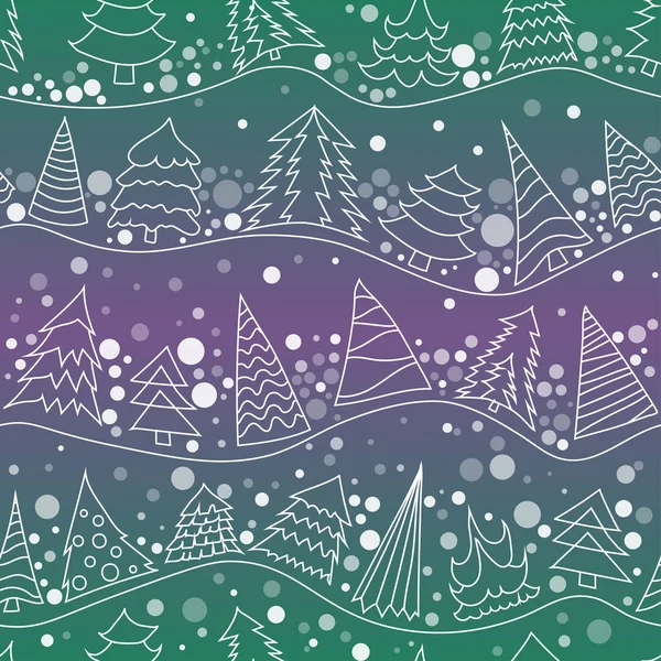 Nahtlose Linienführung der Weihnachtsbäume — Stockvektor