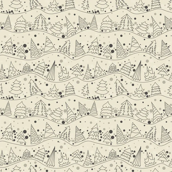 Kesintisiz çizgi deseni Noel ağaçları