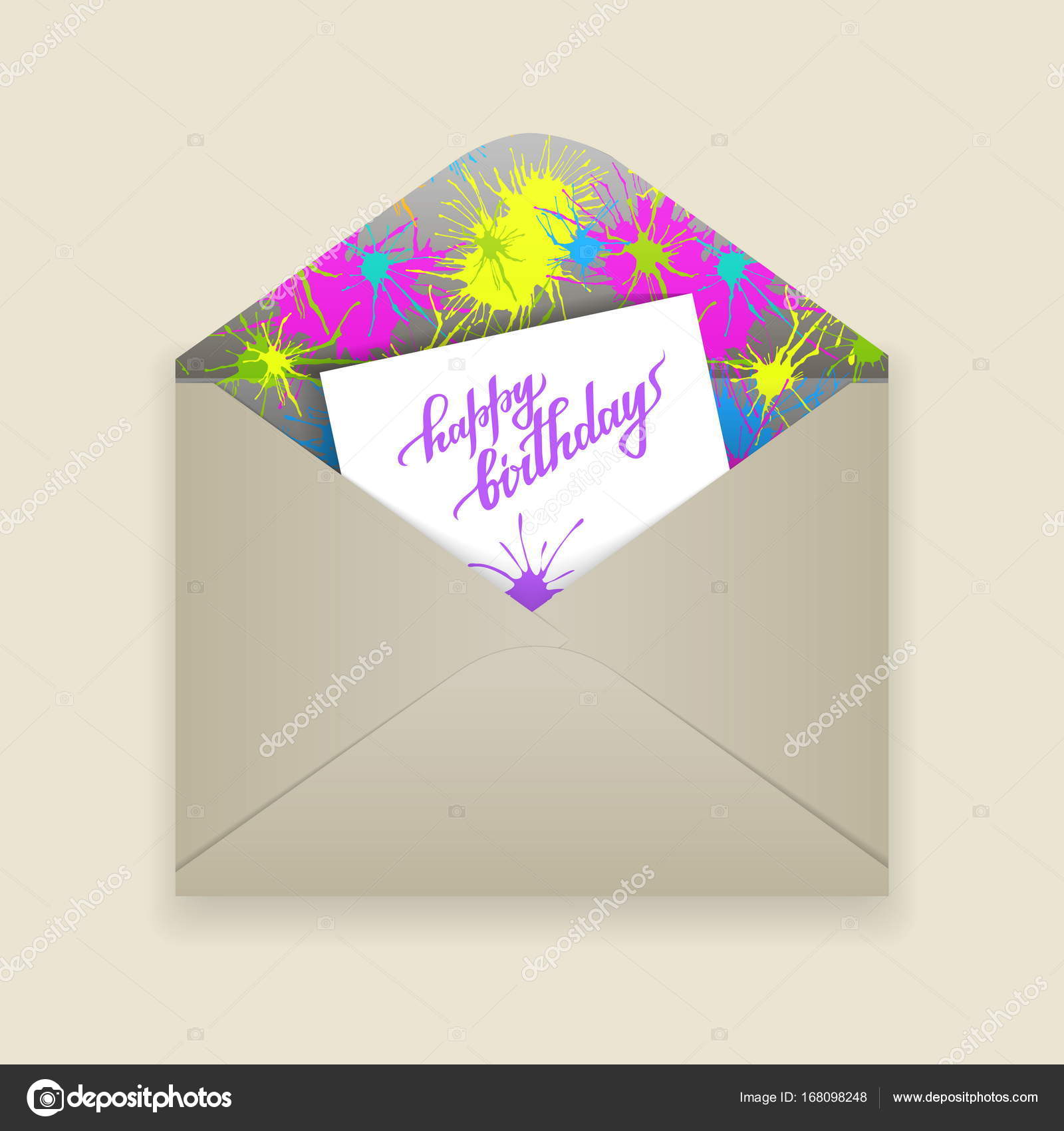 paper envelope with birthday letter inside stock vector