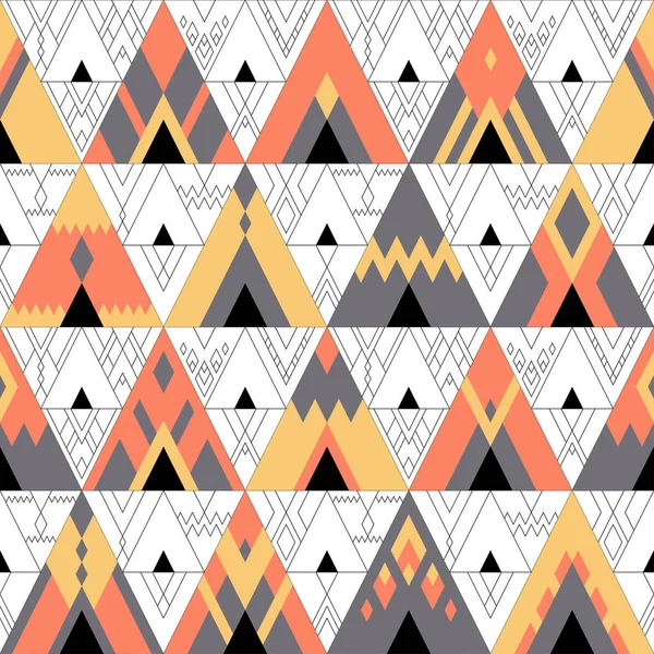 Patrón geométrico sin costuras de triángulos coloreados y lineales — Vector de stock