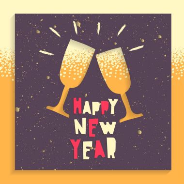 Yeni yıl kağıt tebrik kartı kavramı