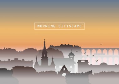 Sabah sisli cityscape illüstrasyon 