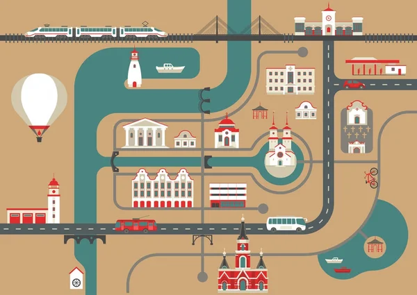 Vektör turistik düz Haritası