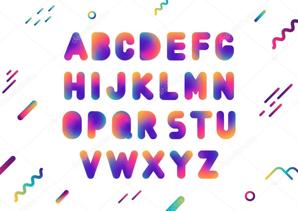 Colorful gradient alphabet