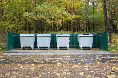 Ormandaki Metal çöp konteyneri