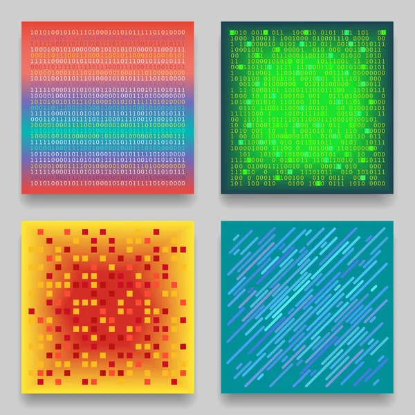Vector Set Van Vier Technologische Geometrische Sjablonen Voor Kaarten Kleurrijke — Stockvector