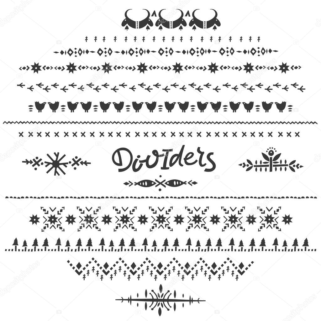 Vector set of linear dividers in the nordic style.