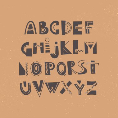 Vektör karton arka plan üzerinde komik büyük harf alfabe. Poster, müzik posterlerini açmaları ve EKT için yazı tipi görüntüleme.