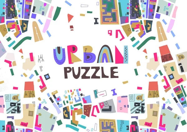 Cartel Horizontal Moda Vectorial Con Fragmentos Mapa Coloridos Texto Urban — Vector de stock