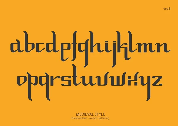 Alfabeto Vettoriale Lettere Minuscole Stile Gotico Medievale Versione Semplificata Lettere — Vettoriale Stock