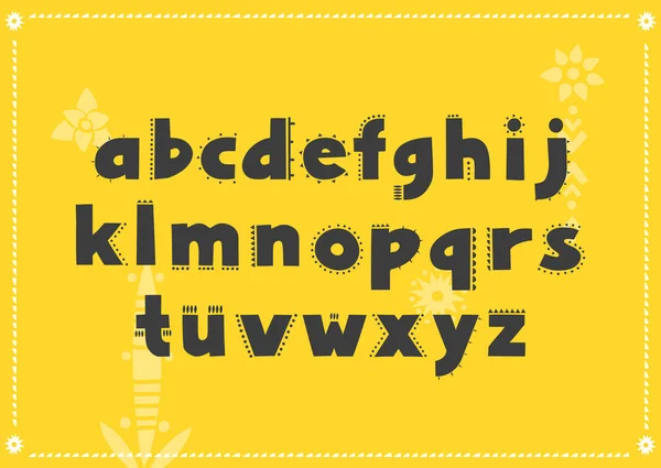 Alphabet Vectoriel Orné Épines Base Motifs Désertiques Afficher Police Minuscule — Image vectorielle