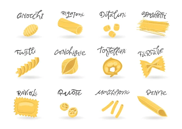 Colección Vectorial Varias Pastas Elaboradas Mano Para Diseño Envases Menús — Vector de stock