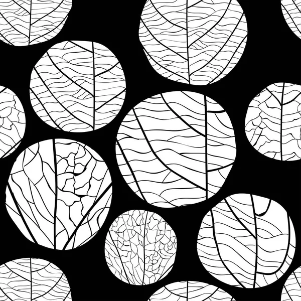 Naadloze Floral Vector Patroon Kromme Witte Cirkels Met Aderen Binnen — Stockvector