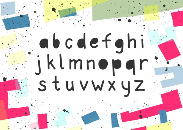 Vektor Trendige Kleinbuchstaben Handgeschriebenes Alphabet Mit Schwarzer Füllung Ungewöhnlichem Rahmen — Stockvektor