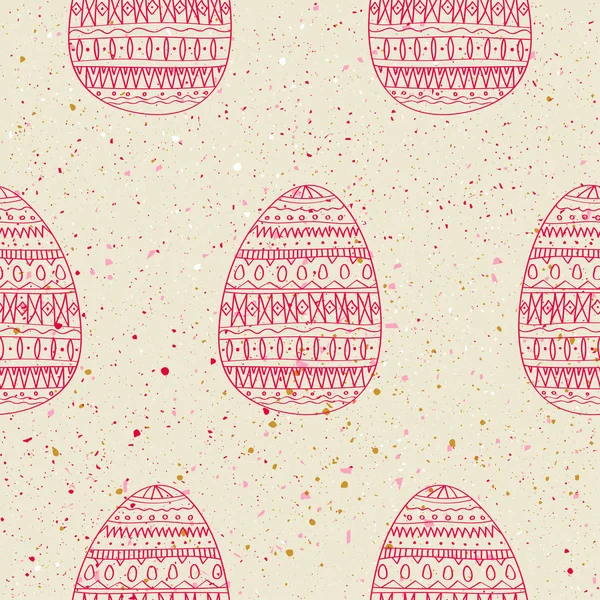 Seamless Vector Pattern Red Hand Drawn Eggs Grunge Background Concept — Stock Vector