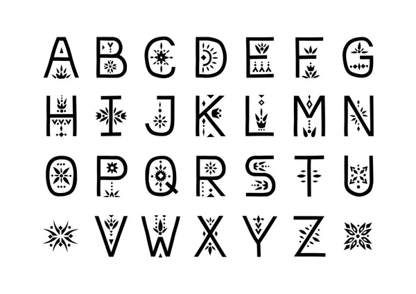 Vector Capital Alphabet Decorative Letters With Patterned Negative