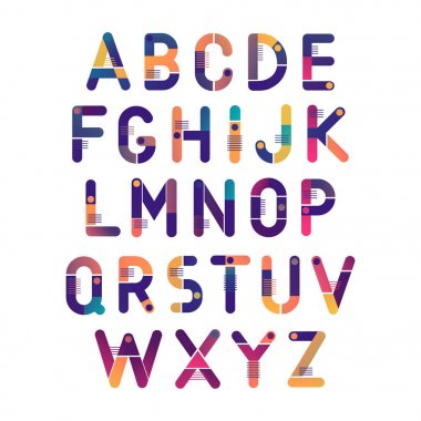 Vektör sıvı degrade geometrik alfabe kavramı. Bilim, mıknatıslar, elektronik Tema.