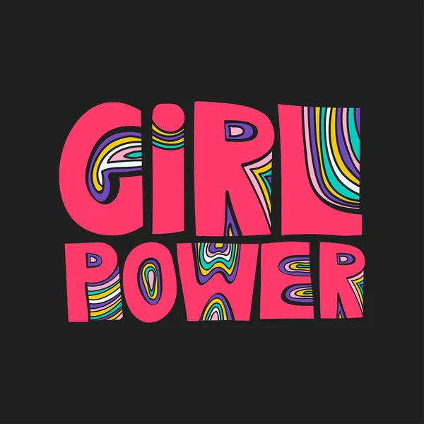 Scritto Vettoriale Disegnato Mano Girl Power Concetto Poster Cartoline Adesivi — Vettoriale Stock