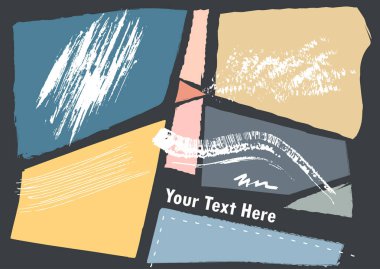 Renkli çokgenler ve fırça izleri yapılmış bir vektör afiş kavramı.