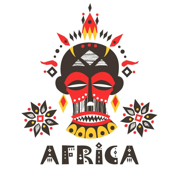 Afrikai Maszk Betűk Afrika Kézzel Rajzolt Poszter — Stock Vector