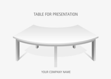 Beyaz vektör 3d platform, yarım daire biçimli tablo. Mal sunumu için şablon.