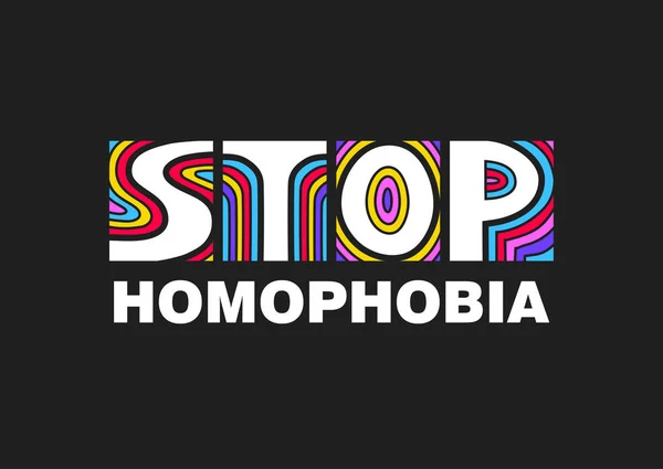 Letras Coloridas Alto Homofobia Sobre Fondo Negro Concepto Derechos Gay — Vector de stock