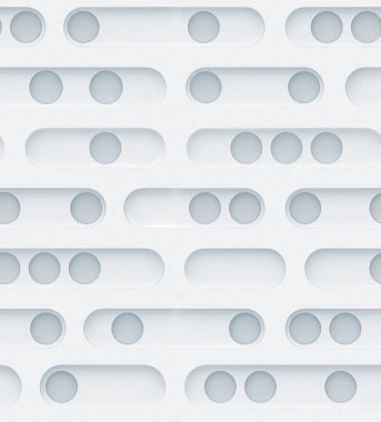 Sorunsuz 3d doku. Beyaz bir arka plan üzerinde uzun yuvarlak şekiller içinde delikli daireler.