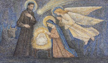 CARAVAGGIO, ITALY - 24-8-2016. Mosaic :Nativity clipart