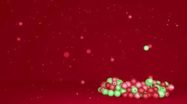 Noel ağacı topları animasyon kırmızı arka plan