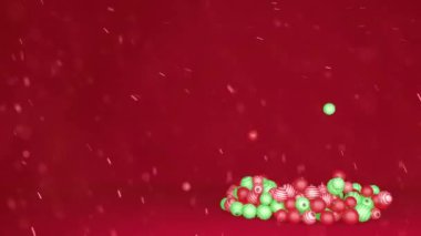 Noel ağacı topları animasyon kırmızı arka plan
