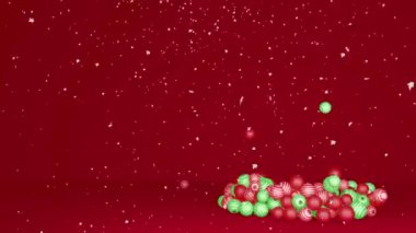 Noel ağacı topları animasyon kırmızı arka plan