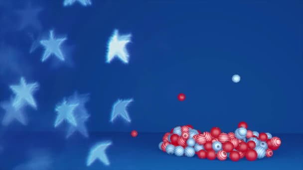 Blauwe Kerstboom Ballen Achtergrond — Stockvideo