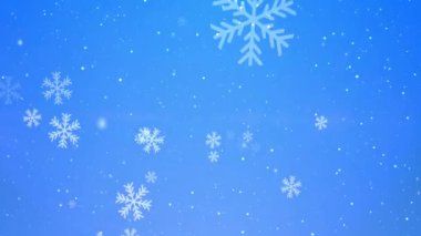 Mavi Noel ağacı ışıldıyor ve kar yağıyor