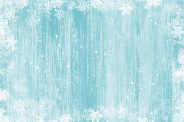 Rustikální Dřevo Zimní Sníh Rám — Stock fotografie