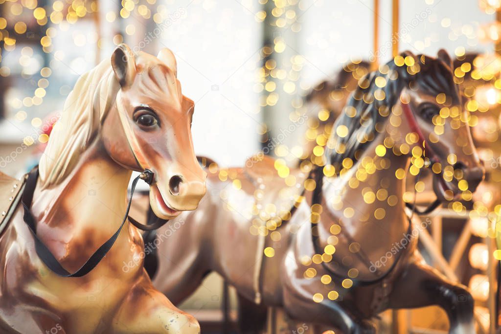 Merry go round Christmas lights background