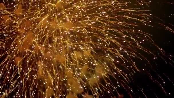 Feliz Año Nuevo Fondo Fuegos Artificiales Dorados — Vídeo de stock