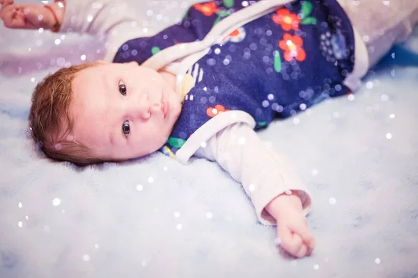 Happy Baby Boy Blue Blanket — 스톡 사진